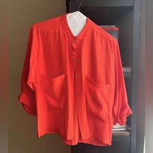 Naven blood orange silk blouse, M